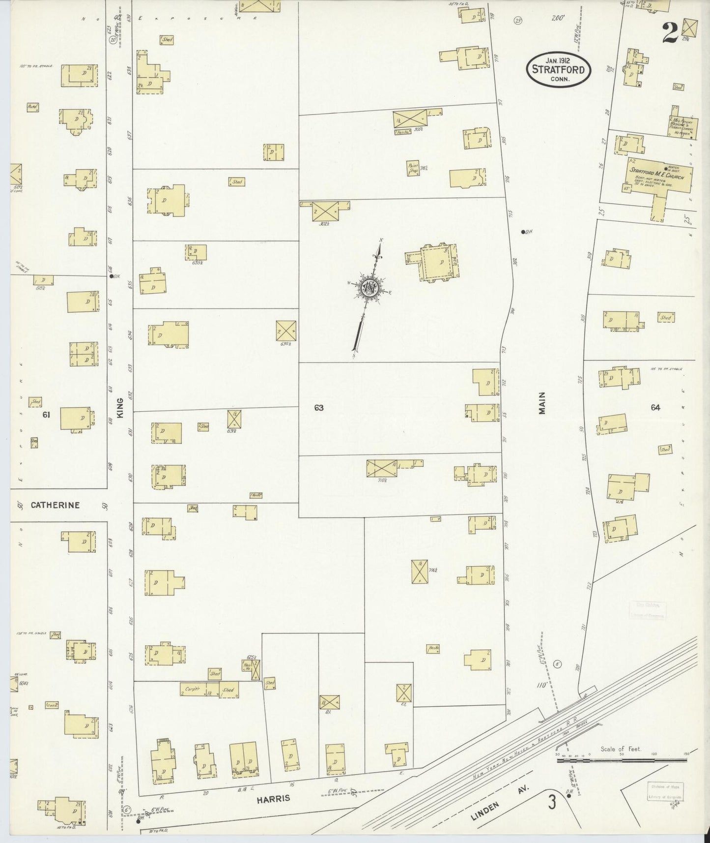 Sanborn Fire Insurance Map from Stratford, Fairfield County, Connecticut (1912), Sheet #0002 - Complete Map Set gallery image, historic Sanborn map, vintage wall art, Connecticut Connecticut