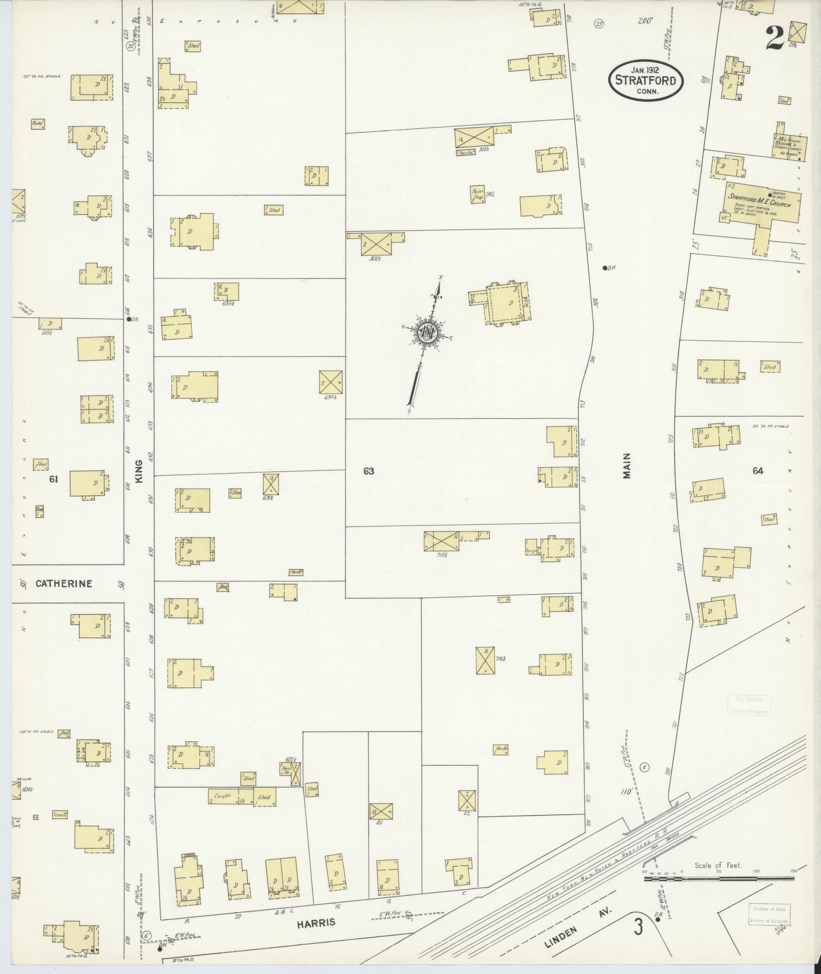 Sanborn Fire Insurance Map from Stratford, Fairfield County, Connecticut (1912), Sheet #0002 - Complete Map Set gallery image, historic Sanborn map, vintage wall art, Connecticut Connecticut