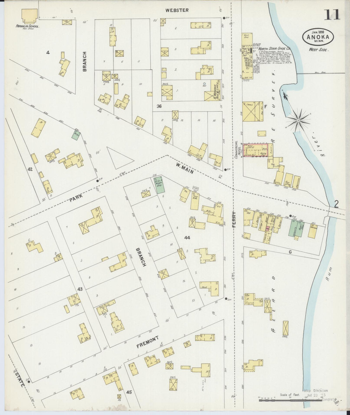 Sanborn Fire Insurance Map from Anoka, Anoka County, Minnesota (1898), Sheet #0011 - Complete Map Set gallery image, historic Sanborn map, vintage wall art, Minnesota Minnesota