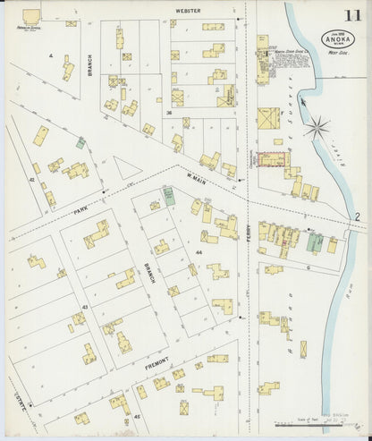 Sanborn Fire Insurance Map from Anoka, Anoka County, Minnesota (1898), Sheet #0011 - Complete Map Set gallery image, historic Sanborn map, vintage wall art, Minnesota Minnesota