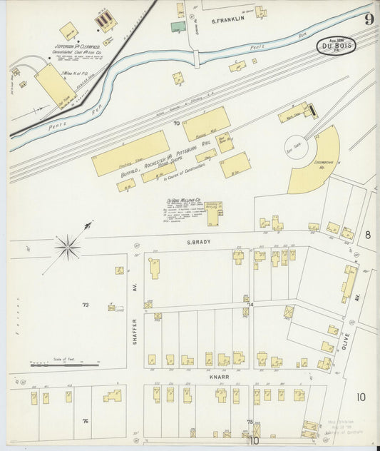 Sanborn Fire Insurance Map from Du Bois, Clearfield County, Pennsylvania (1896), Sheet #0009 - Historic Sanborn Fire Insurance Map Print, vintage old map wall art, antique decor, genealogy gift, Pennsylvania Pennsylvania map