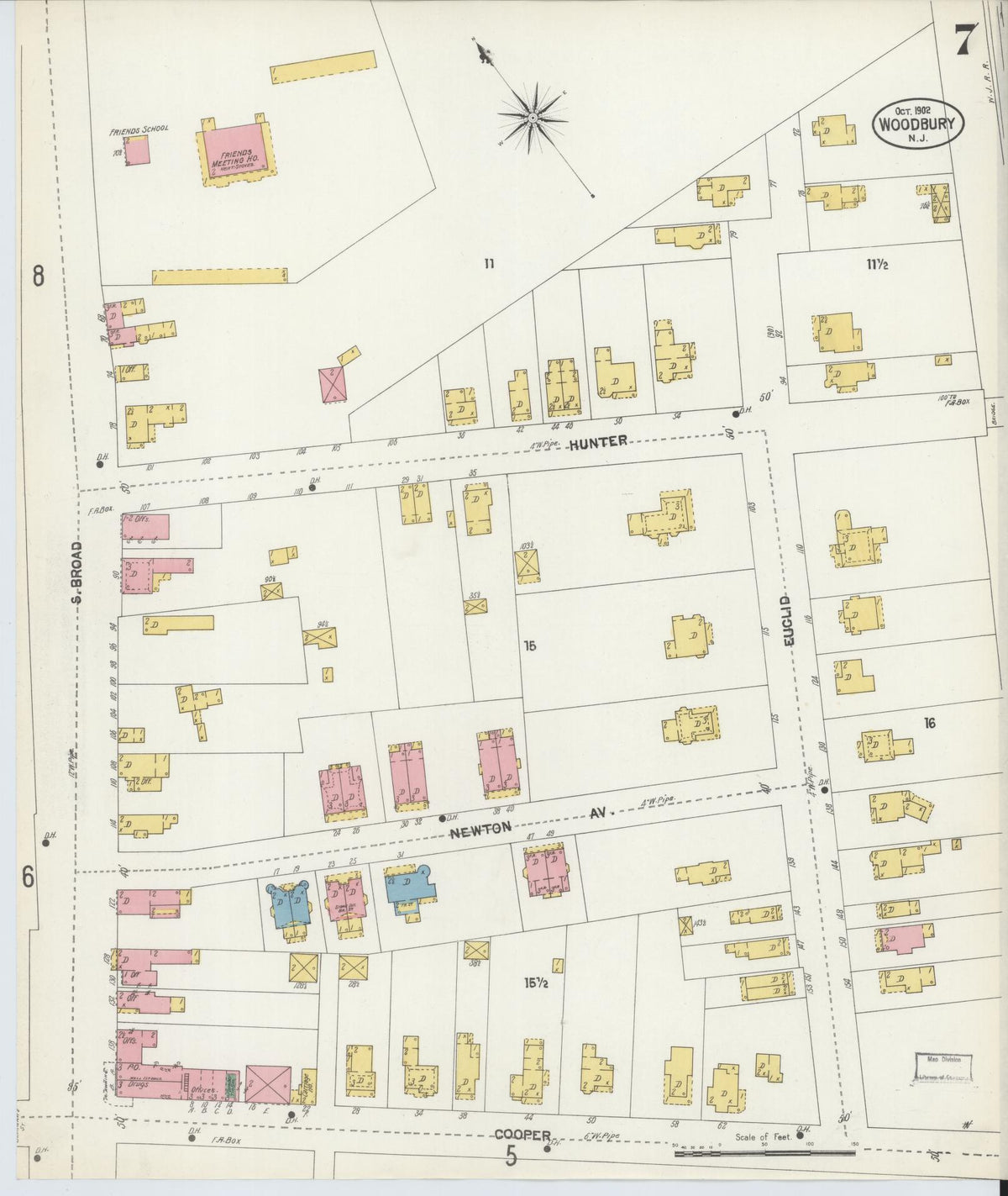 Sanborn Fire Insurance Map from Woodbury, Gloucester County, New Jersey (1902), Sheet #0007 - Complete Map Set gallery image, historic Sanborn map, vintage wall art, New Jersey New Jersey