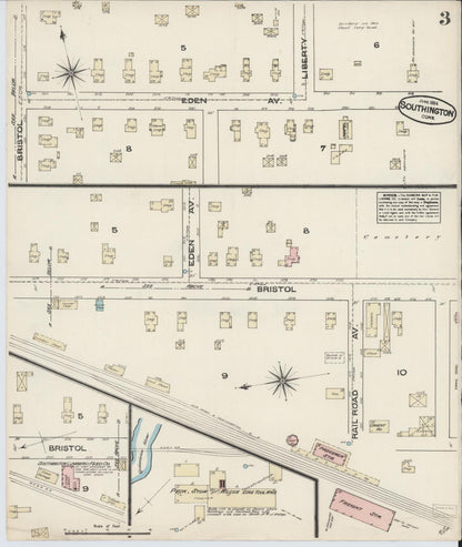 Sanborn Fire Insurance Map from Southington, Hartford County, Connecticut (1884), Sheet #0003 - Complete Map Set gallery image, historic Sanborn map, vintage wall art, Connecticut Connecticut