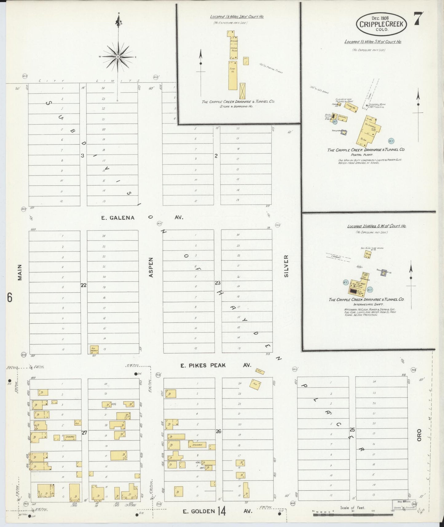 Sanborn Fire Insurance Map from Cripple Creek, Teller County, Colorado (1908), Sheet #0007 - Historic Sanborn Fire Insurance Map Print, vintage old map wall art, antique decor, genealogy gift, Colorado Colorado map