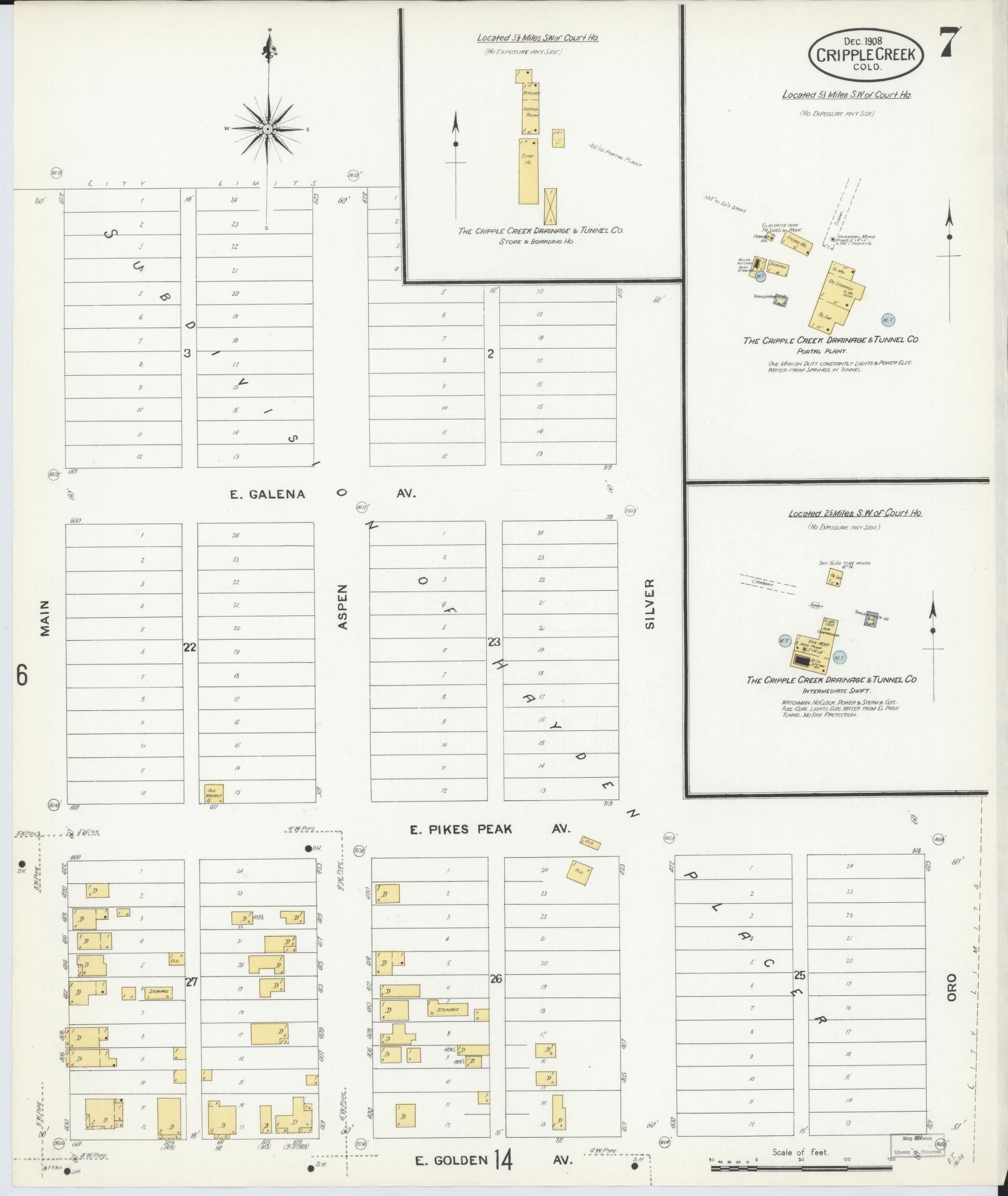 Sanborn Fire Insurance Map from Cripple Creek, Teller County, Colorado (1908), Sheet #0007 - Historic Sanborn Fire Insurance Map Print, vintage old map wall art, antique decor, genealogy gift, Colorado Colorado map