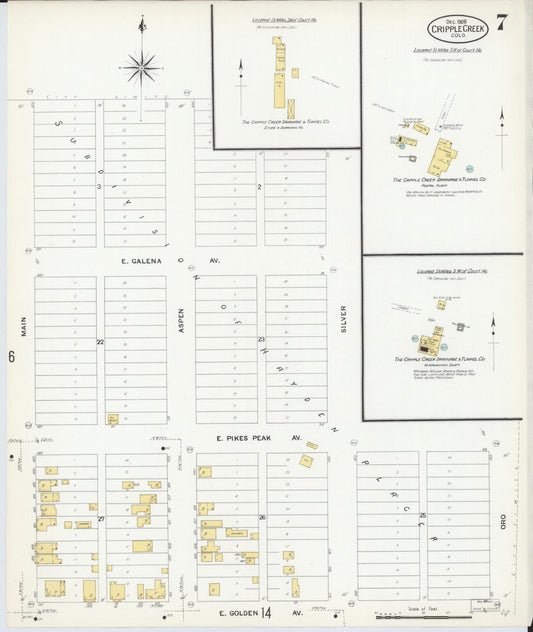 Sanborn Fire Insurance Map from Cripple Creek, Teller County, Colorado (1908), Sheet #0007 - Historic Sanborn Fire Insurance Map Print, vintage old map wall art, antique decor, genealogy gift, Colorado Colorado map
