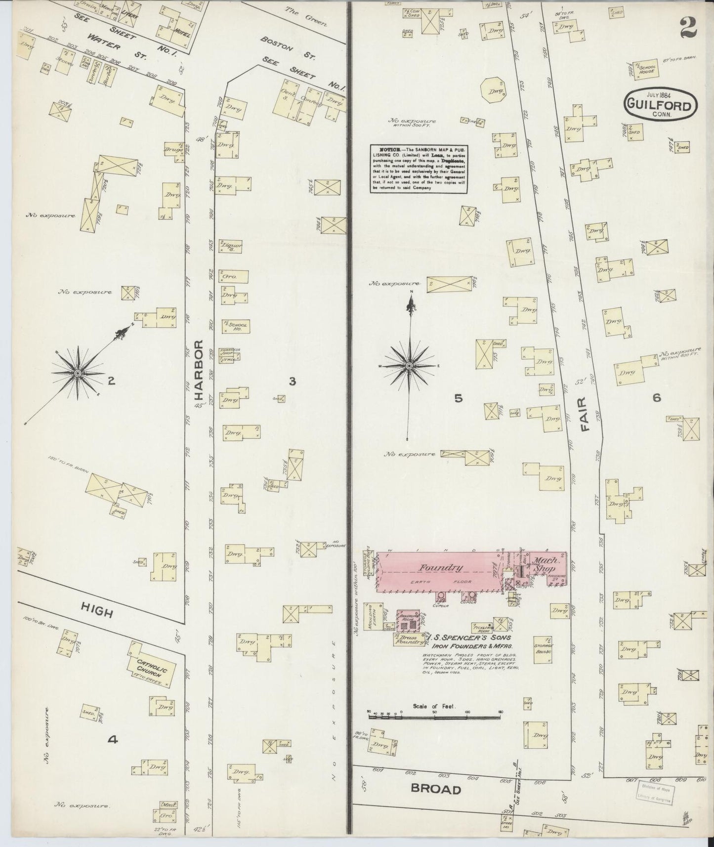 Sanborn Fire Insurance Map from Guilford, New Haven County, Connecticut (1884), Sheet #0002 - Complete Map Set gallery image, historic Sanborn map, vintage wall art, Connecticut Connecticut