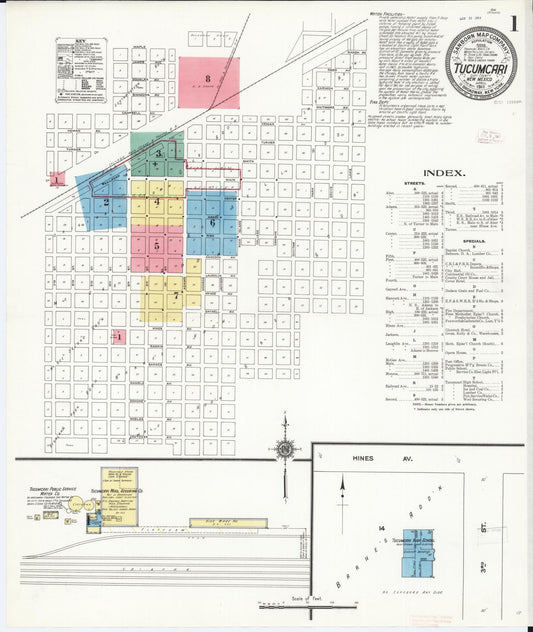 Sanborn Fire Insurance Map from Tucumcari, Quay County, New Mexico. (1911) – Historic Sanborn Fire Insurance Map Print