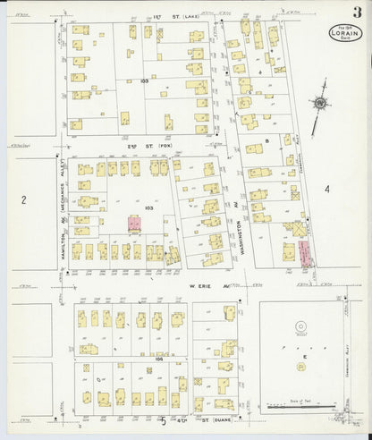 Sanborn Fire Insurance Map from Lorain, Lorain County, Ohio (1910), Sheet #0003 - Complete Map Set gallery image, historic Sanborn map, vintage wall art, Ohio Ohio