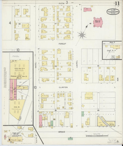Sanborn Fire Insurance Map from Texarkana, Bowie County, Texas (1896), Sheet #0011 - Complete Map Set gallery image, historic Sanborn map, vintage wall art, Texas Texas