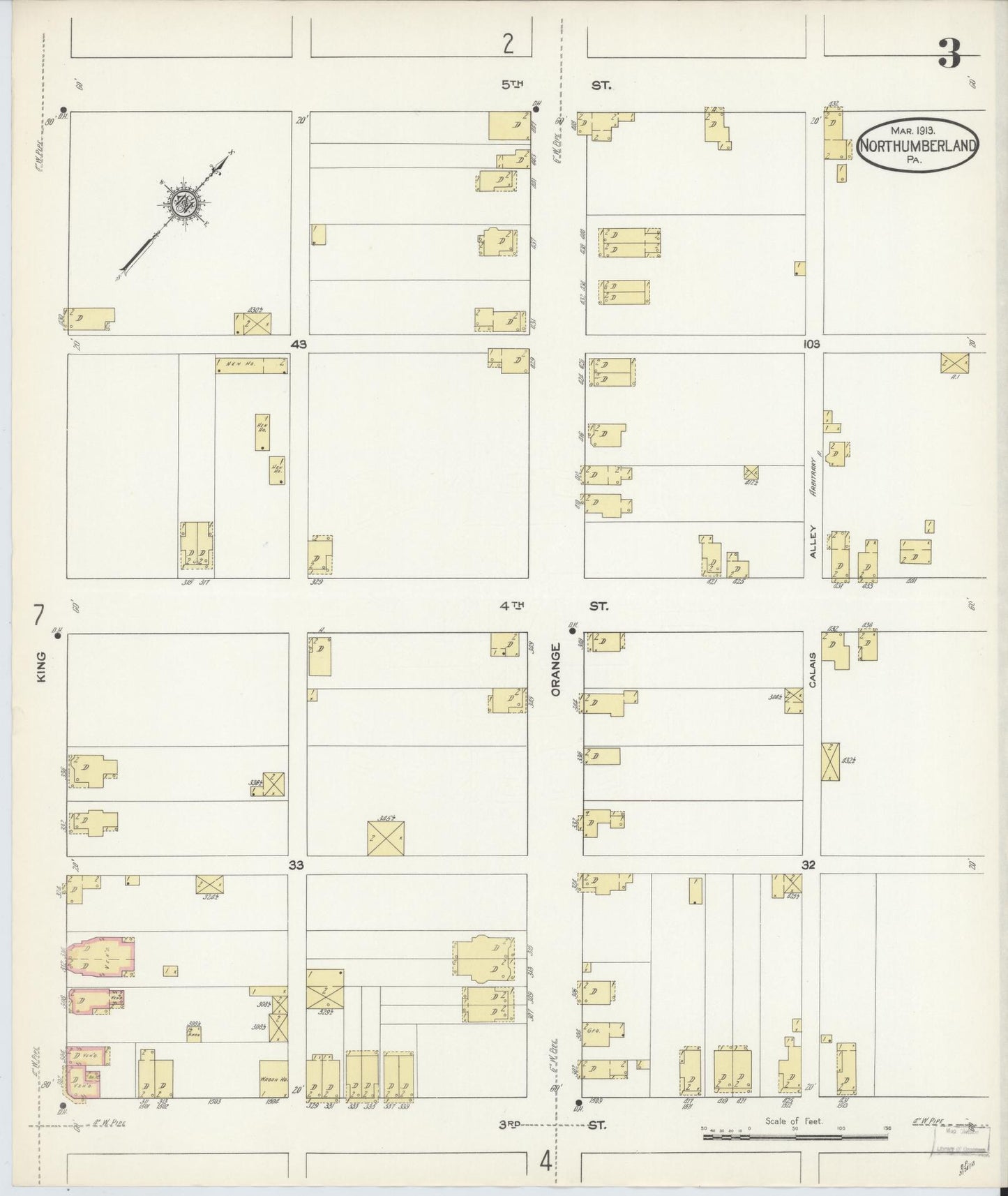 Sanborn Fire Insurance Map from Northumberland, Northumberland County, Pennsylvania (1913), Sheet #0003 - Complete Map Set gallery image, historic Sanborn map, vintage wall art, Pennsylvania Pennsylvania