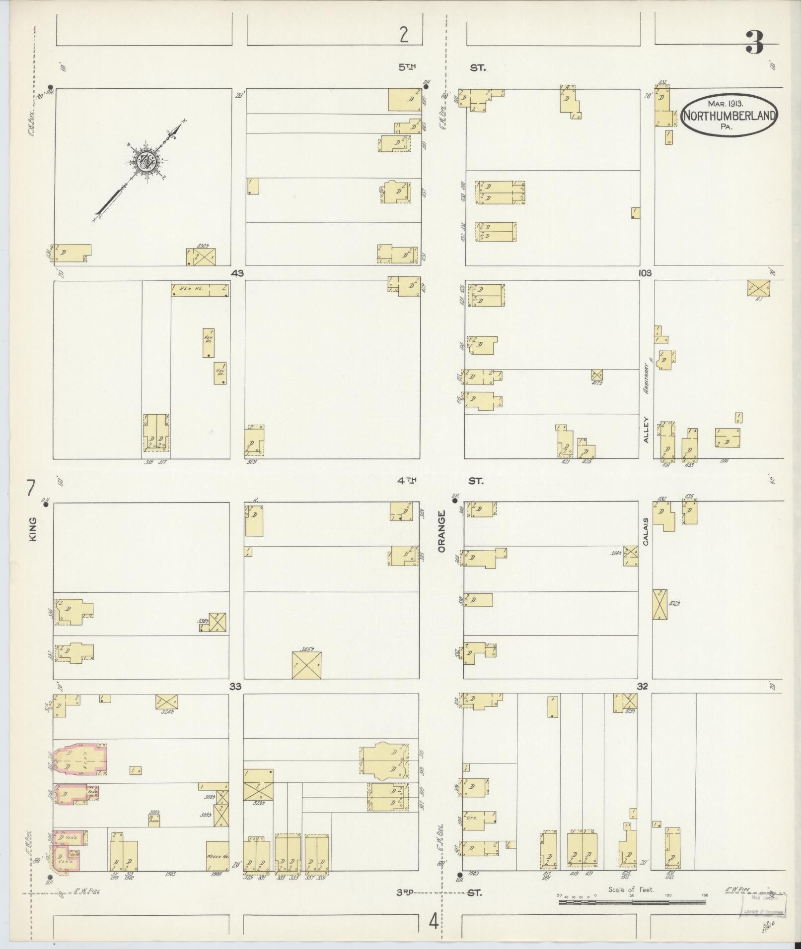 Sanborn Fire Insurance Map from Northumberland, Northumberland County, Pennsylvania (1913), Sheet #0003 - Complete Map Set gallery image, historic Sanborn map, vintage wall art, Pennsylvania Pennsylvania