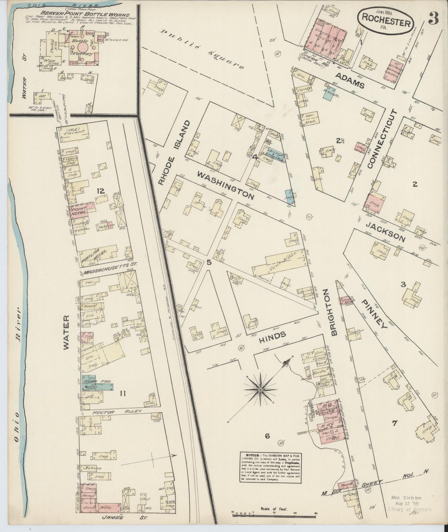 Sanborn Fire Insurance Map from Rochester, Beaver County, Pennsylvania (1884), Sheet #0003 - Complete Map Set gallery image, historic Sanborn map, vintage wall art, Pennsylvania Pennsylvania