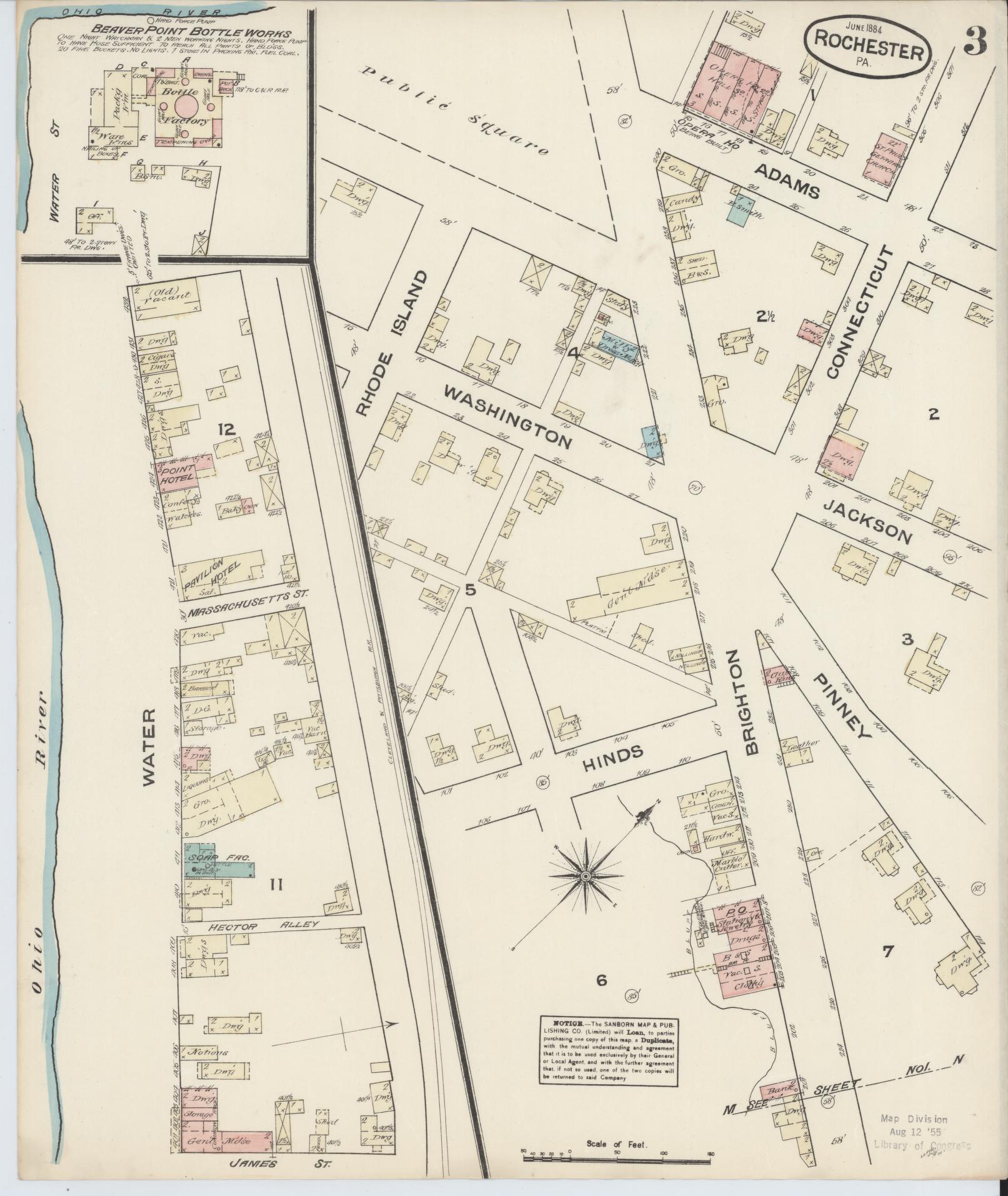 Sanborn Fire Insurance Map from Rochester, Beaver County, Pennsylvania (1884), Sheet #0003 - Complete Map Set gallery image, historic Sanborn map, vintage wall art, Pennsylvania Pennsylvania