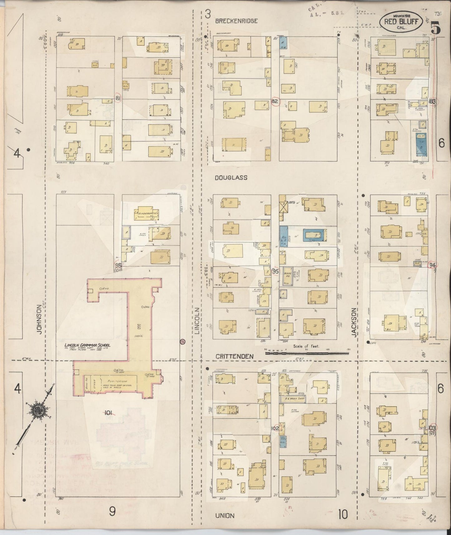 Sanborn Fire Insurance Map from Red Bluff, Tehama County, California (1949), Sheet #0005 - Complete Map Set gallery image, historic Sanborn map, vintage wall art, California California