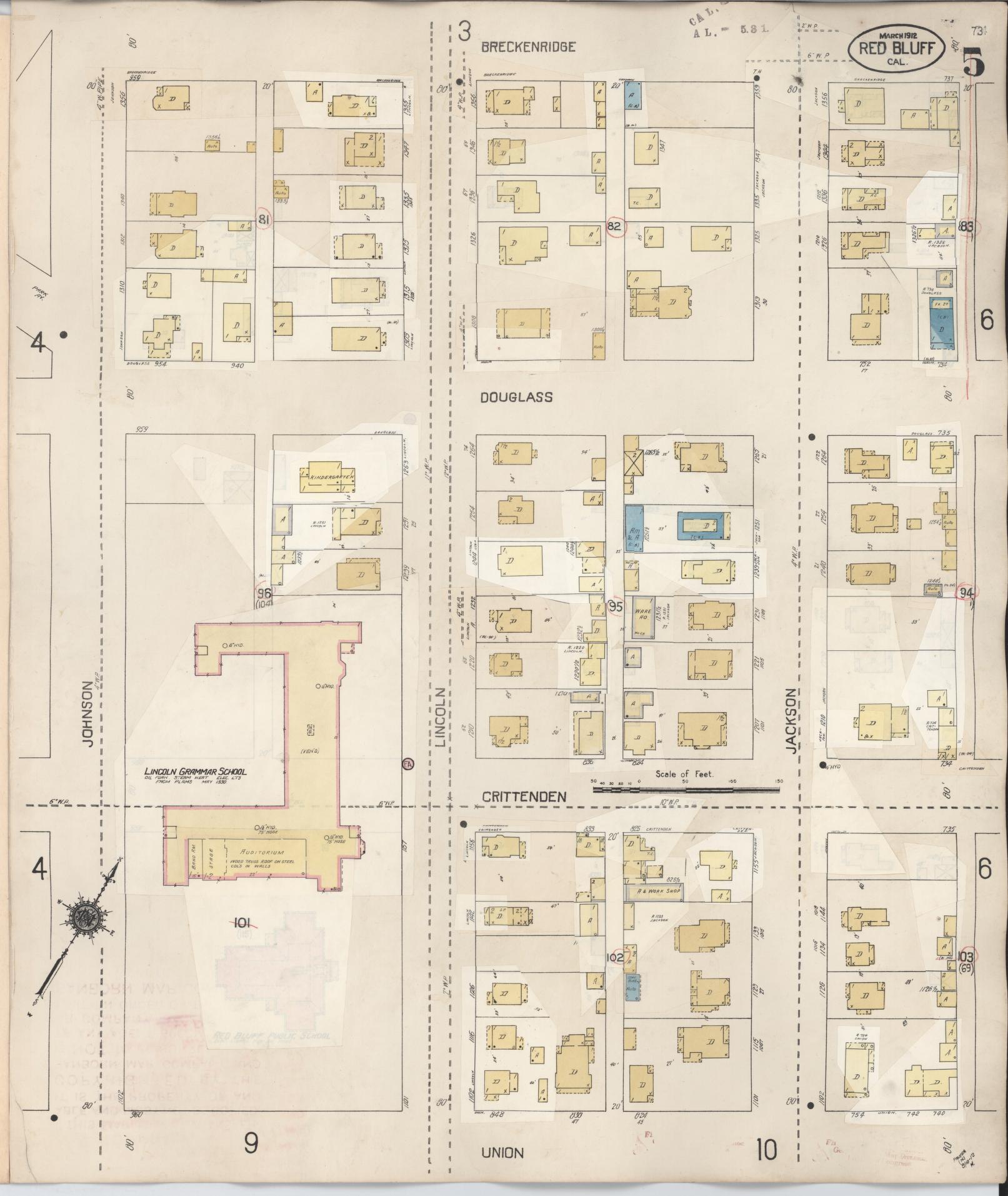 Sanborn Fire Insurance Map from Red Bluff, Tehama County, California (1949), Sheet #0005 - Complete Map Set gallery image, historic Sanborn map, vintage wall art, California California