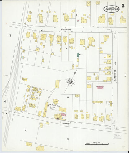 Sanborn Fire Insurance Map from Lawrenceburg, Anderson County, Kentucky (1909), Sheet #0005 - Complete Map Set gallery image, historic Sanborn map, vintage wall art, Kentucky Kentucky