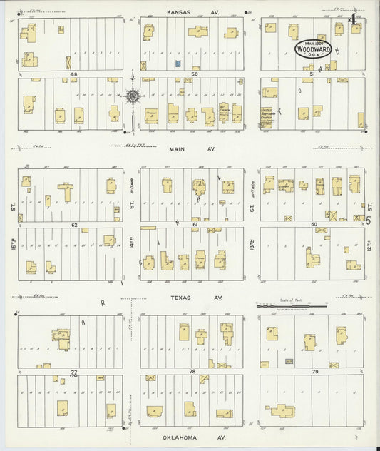 Sanborn Fire Insurance Map from Woodward, Woodward County, Oklahoma (1930), Sheet #0004 - Historic Sanborn Fire Insurance Map Print, vintage old map wall art, antique decor, genealogy gift, Oklahoma Oklahoma map