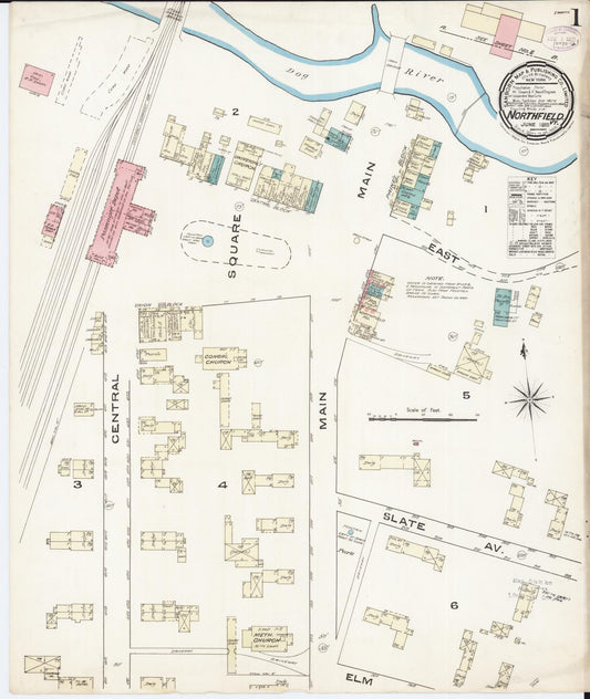 Sanborn Fire Insurance Map from Northfield, Washington County, Vermont (1885), Sheet #0001 - Historic Sanborn Fire Insurance Map Print, vintage old map wall art, antique decor, genealogy gift, Vermont Vermont map