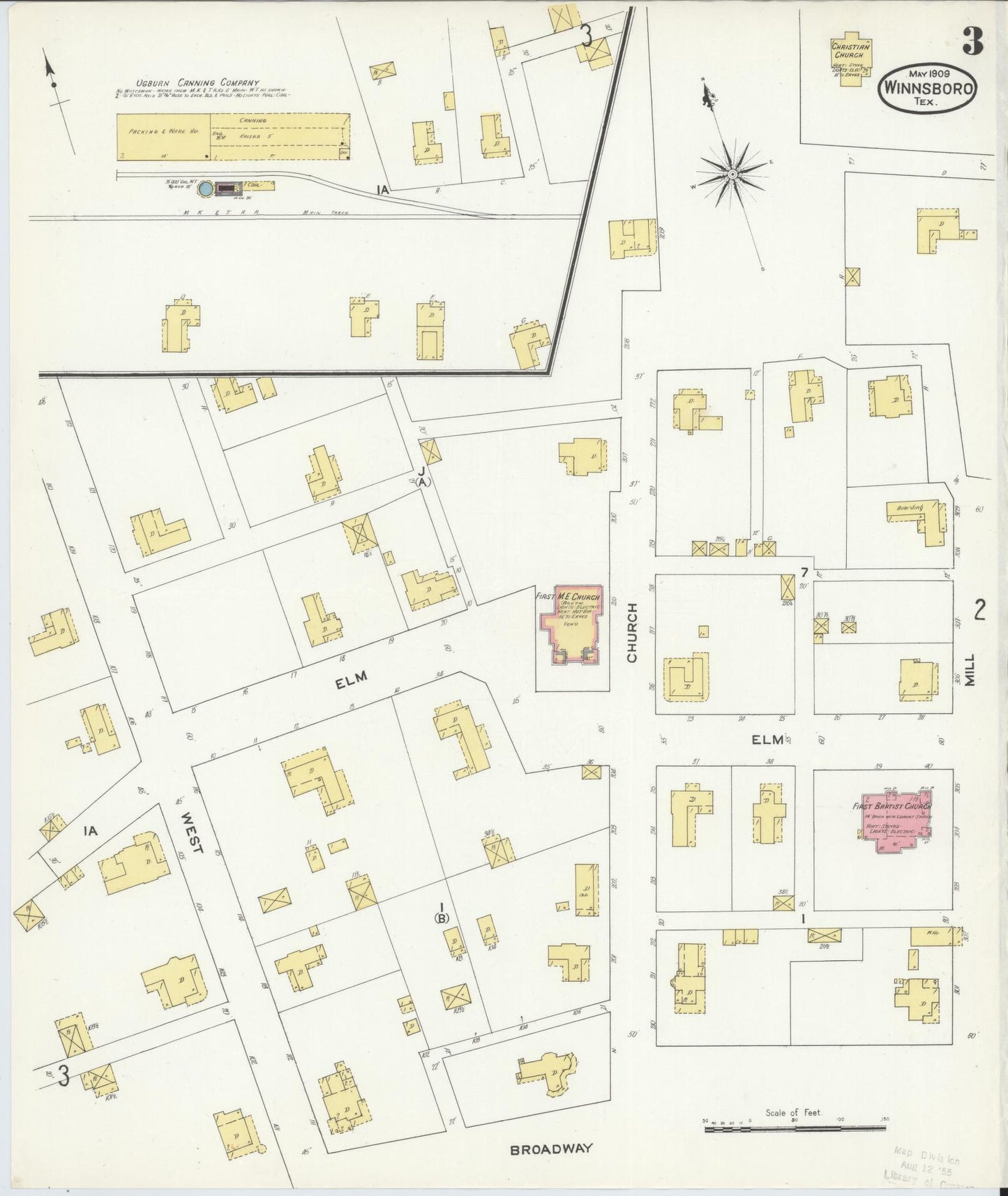 Sanborn Fire Insurance Map from Winnsboro, Wood County, Texas (1909), Sheet #0003 - Historic Sanborn Fire Insurance Map Print, vintage old map wall art, antique decor, genealogy gift, Texas Texas map