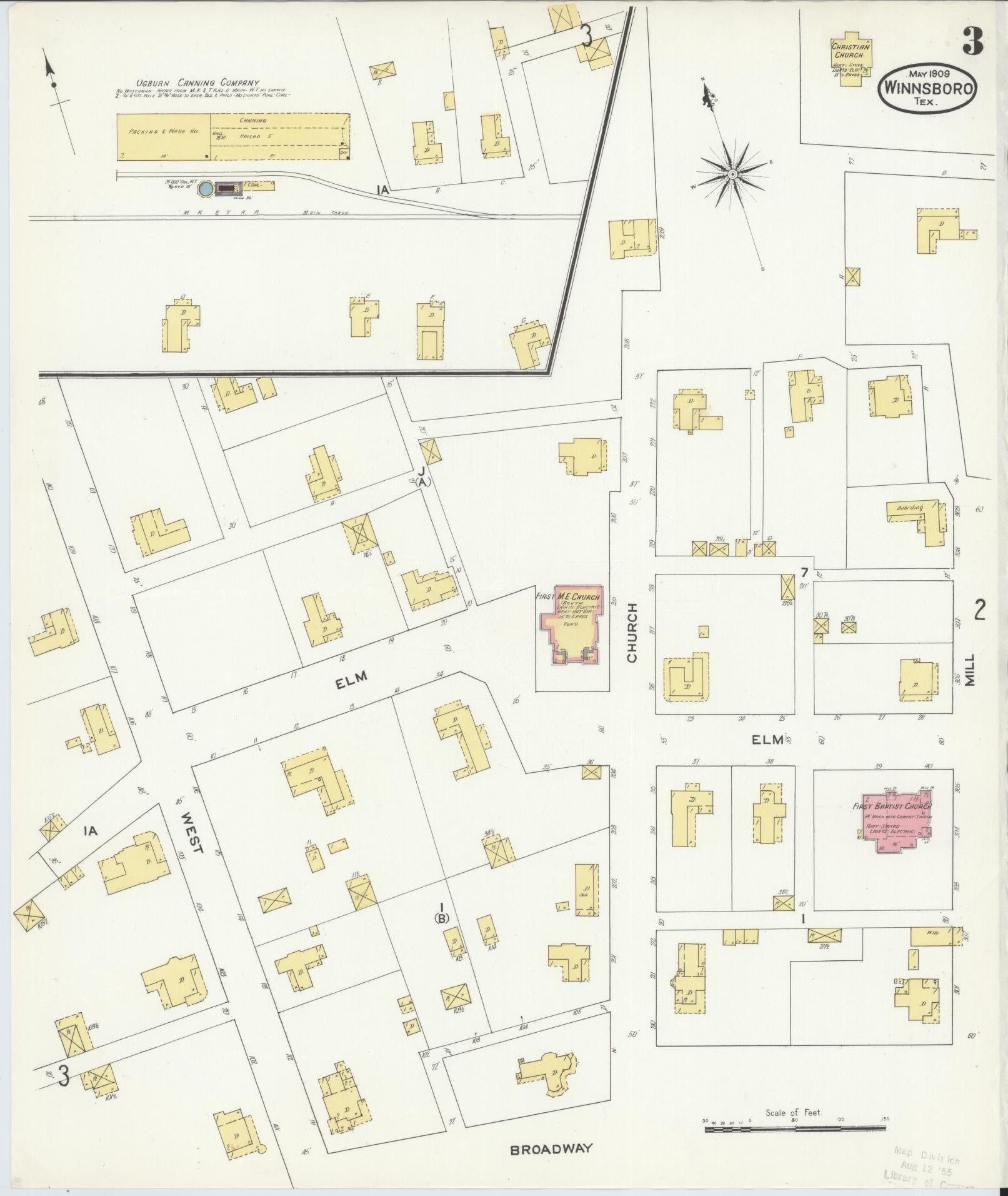 Sanborn Fire Insurance Map from Winnsboro, Wood County, Texas (1909), Sheet #0003 - Historic Sanborn Fire Insurance Map Print, vintage old map wall art, antique decor, genealogy gift, Texas Texas map