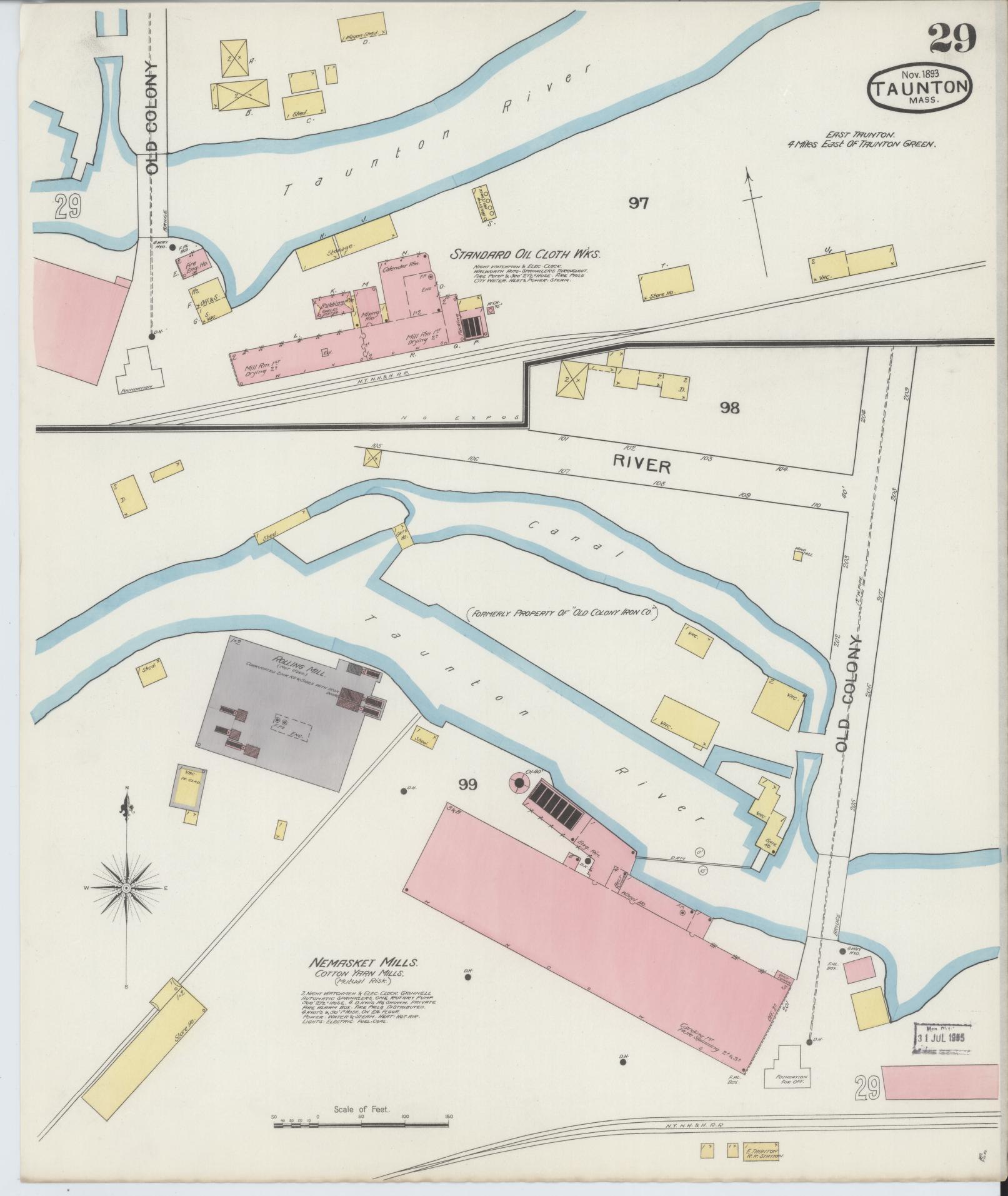 Sanborn Fire Insurance Map from Taunton, Bristol County, Massachusetts (1893), Sheet #0029 - Complete Map Set gallery image, historic Sanborn map, vintage wall art, Massachusetts Massachusetts