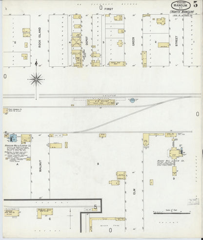 Sanborn Fire Insurance Map from Mangum, Greer County, Oklahoma (1902), Sheet #0005 - Complete Map Set gallery image, historic Sanborn map, vintage wall art, Oklahoma Oklahoma