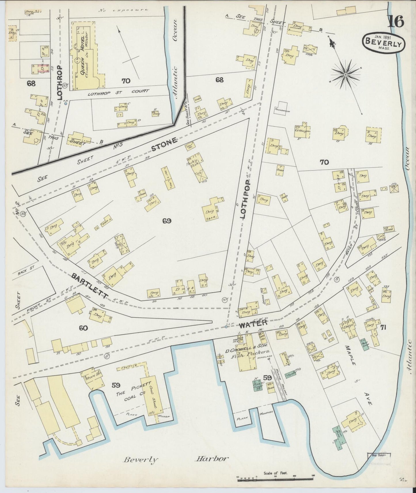 Sanborn Fire Insurance Map from Beverly, Essex County, Massachusetts (1891), Sheet #0016 - Complete Map Set gallery image, historic Sanborn map, vintage wall art, Massachusetts Massachusetts