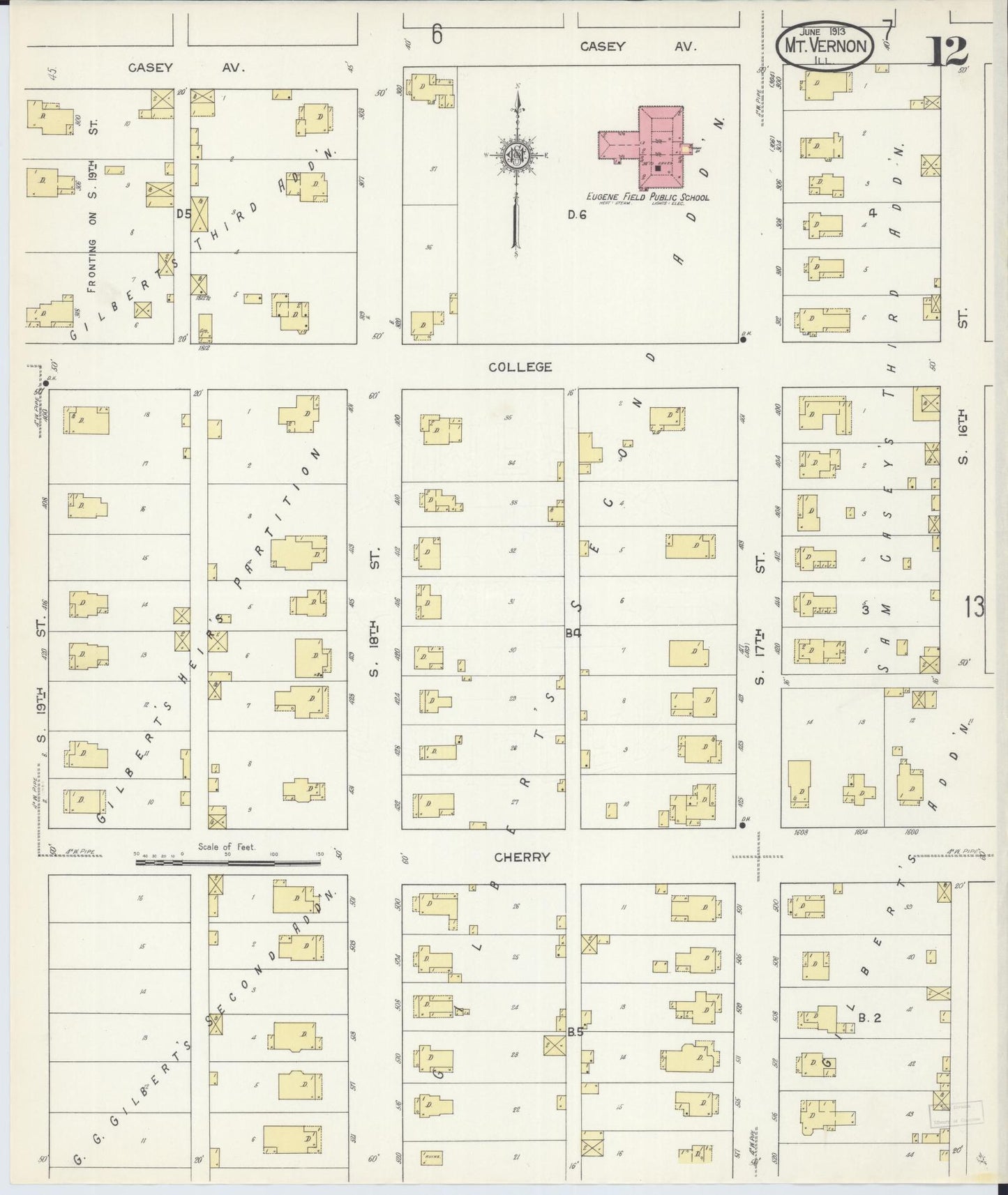 Sanborn Fire Insurance Map from Mount Vernon, Jefferson County, Illinois (1913), Sheet #0012 - Complete Map Set gallery image, historic Sanborn map, vintage wall art, Illinois Illinois
