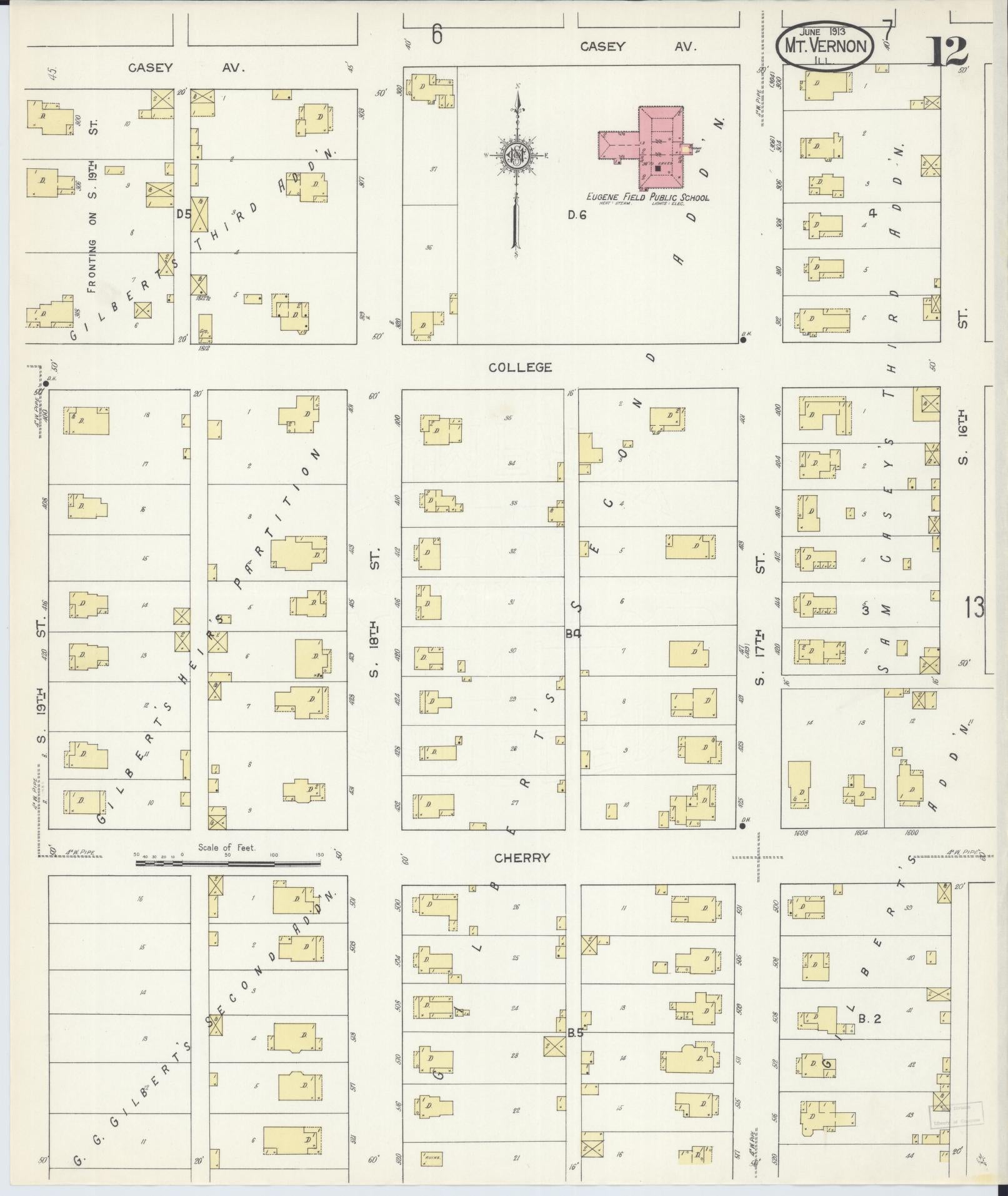 Sanborn Fire Insurance Map from Mount Vernon, Jefferson County, Illinois (1913), Sheet #0012 - Complete Map Set gallery image, historic Sanborn map, vintage wall art, Illinois Illinois