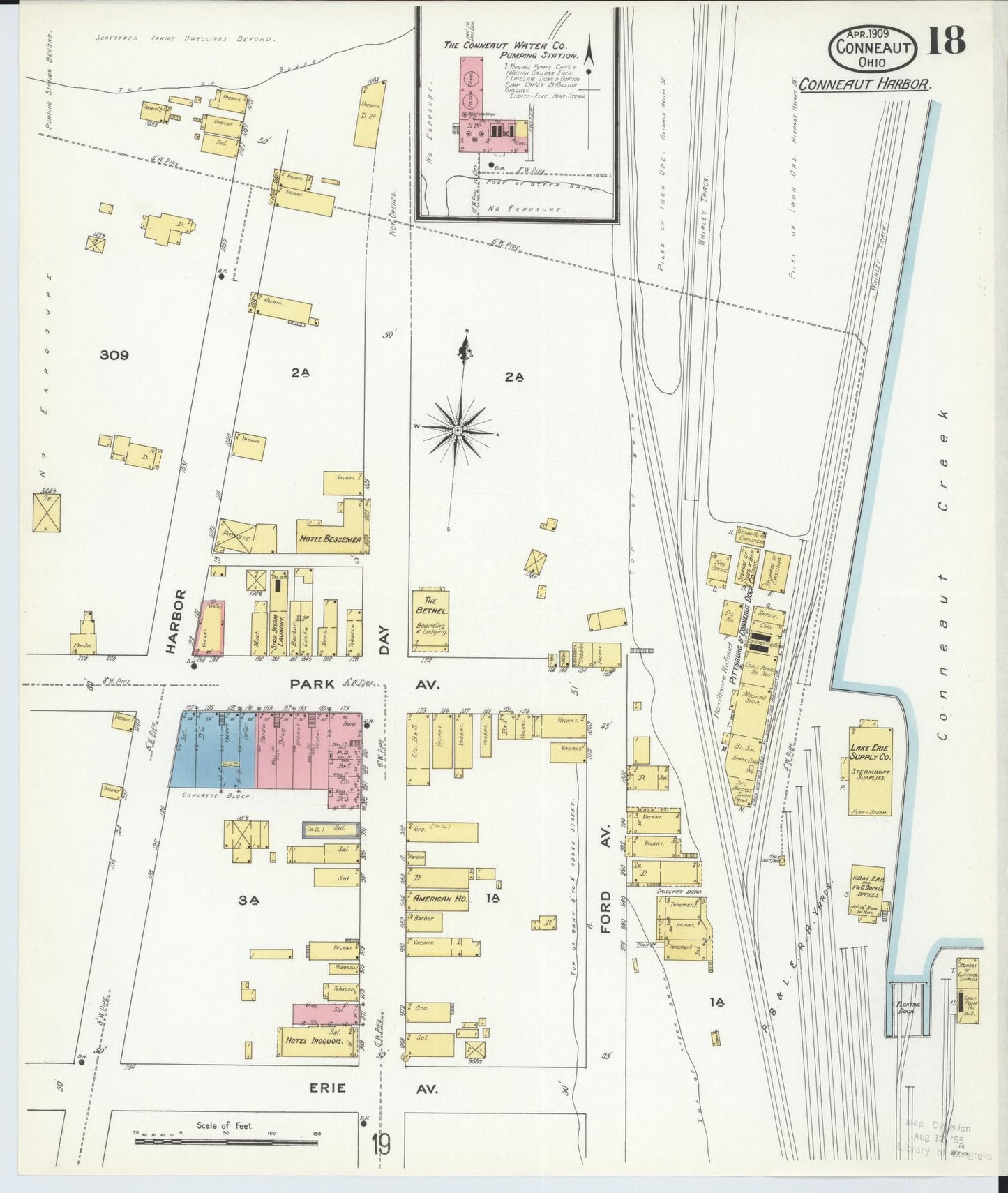 Sanborn Fire Insurance Map from Conneaut, Ashtabula County, Ohio (1909), Sheet #0018 - Complete Map Set gallery image, historic Sanborn map, vintage wall art, Ohio Ohio