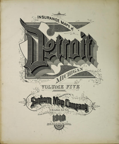 Sanborn Fire Insurance Map from Detroit, Wayne County, Michigan (1910), Sheet #0001 - Historic Sanborn Fire Insurance Map Print, vintage old map wall art, antique decor, genealogy gift, Michigan Michigan map