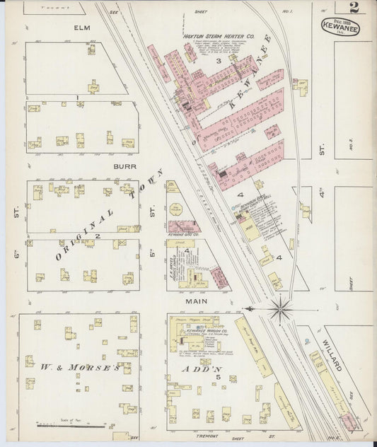 Sanborn Fire Insurance Map from Kewanee, Henry County, Illinois (1885), Sheet #0002 - Historic Sanborn Fire Insurance Map Print, vintage old map wall art, antique decor, genealogy gift, Illinois Illinois map