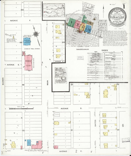 Sanborn Fire Insurance Map from Syracuse, Hamilton County, Kansas (1922), Sheet #0001 - Historic Sanborn Fire Insurance Map Print, vintage old map wall art, antique decor, genealogy gift, Kansas Kansas map