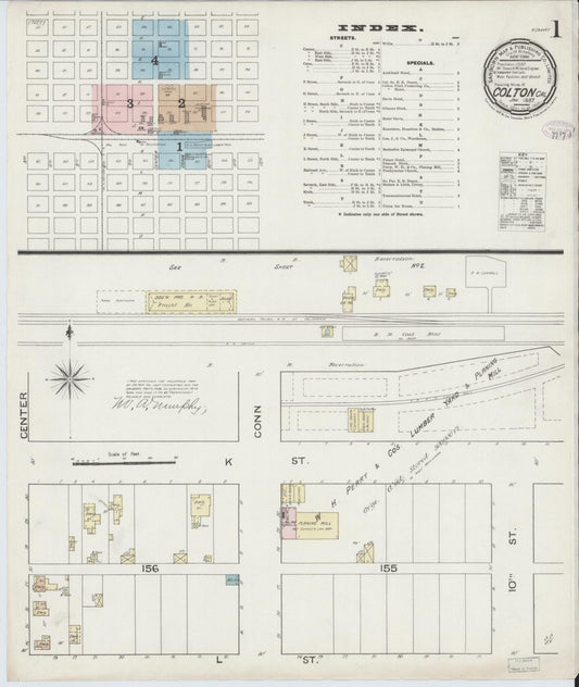 Sanborn Fire Insurance Map from Colton, San Bernardino County, California (1887), Sheet #0001 - Historic Sanborn Fire Insurance Map Print, vintage old map wall art, antique decor, genealogy gift, California California map