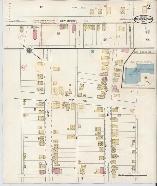 Sanborn Fire Insurance Map from McSherrystown, Adams County, Pennsylvania (1940), Sheet #0002 - Historic Sanborn Fire Insurance Map Print, vintage old map wall art, antique decor, genealogy gift, Pennsylvania Pennsylvania map