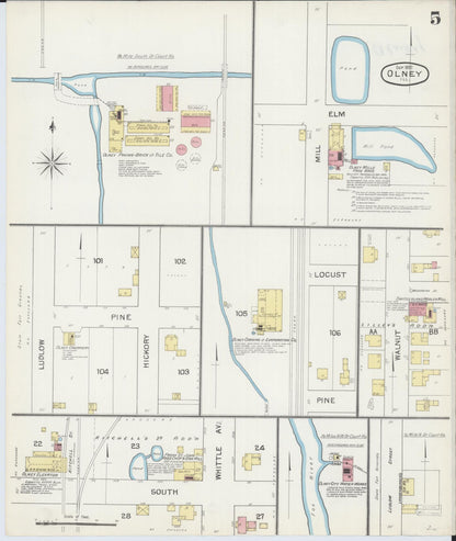 Sanborn Fire Insurance Map from Olney, Richland County, Illinois (1892), Sheet #0005 - Complete Map Set gallery image, historic Sanborn map, vintage wall art, Illinois Illinois