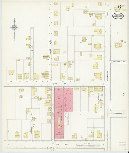 Sanborn Fire Insurance Map from Jackson, Butts County, Georgia (1913), Sheet #0006 - Complete Map Set gallery image, historic Sanborn map, vintage wall art, Georgia Georgia