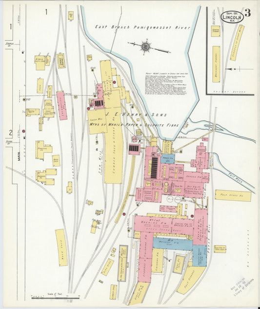 Sanborn Fire Insurance Map from Lincoln, Grafton County, New Hampshire (1911), Sheet #0003 - Historic Sanborn Fire Insurance Map Print, vintage old map wall art, antique decor, genealogy gift, New Hampshire New Hampshire map