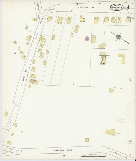 Sanborn Fire Insurance Map from Greenwich, Fairfield County, Connecticut (1912), Sheet #0004 - Historic Sanborn Fire Insurance Map Print, vintage old map wall art, antique decor, genealogy gift, Connecticut Connecticut map