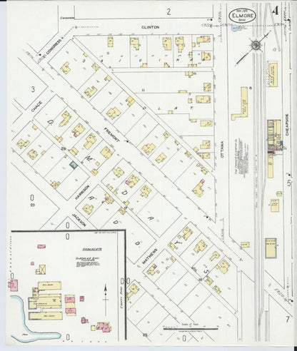 Sanborn Fire Insurance Map from Elmore, Ottawa County, Ohio (1920), Sheet #0004 - Historic Sanborn Fire Insurance Map Print, vintage old map wall art, antique decor, genealogy gift, Ohio Ohio map