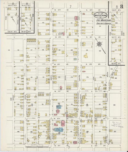 Sanborn Fire Insurance Map from Mauch Chunk, Carbon County, Pennsylvania (1915), Sheet #0008 - Historic Sanborn Fire Insurance Map Print, vintage old map wall art, antique decor, genealogy gift, Pennsylvania Pennsylvania map