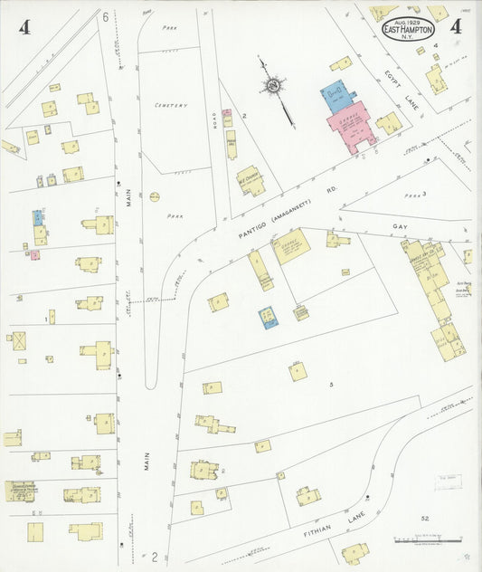 Sanborn Fire Insurance Map from Easthampton, Suffolk County, New York (1929), Sheet #0004 - Historic Sanborn Fire Insurance Map Print, vintage old map wall art, antique decor, genealogy gift, New York New York map