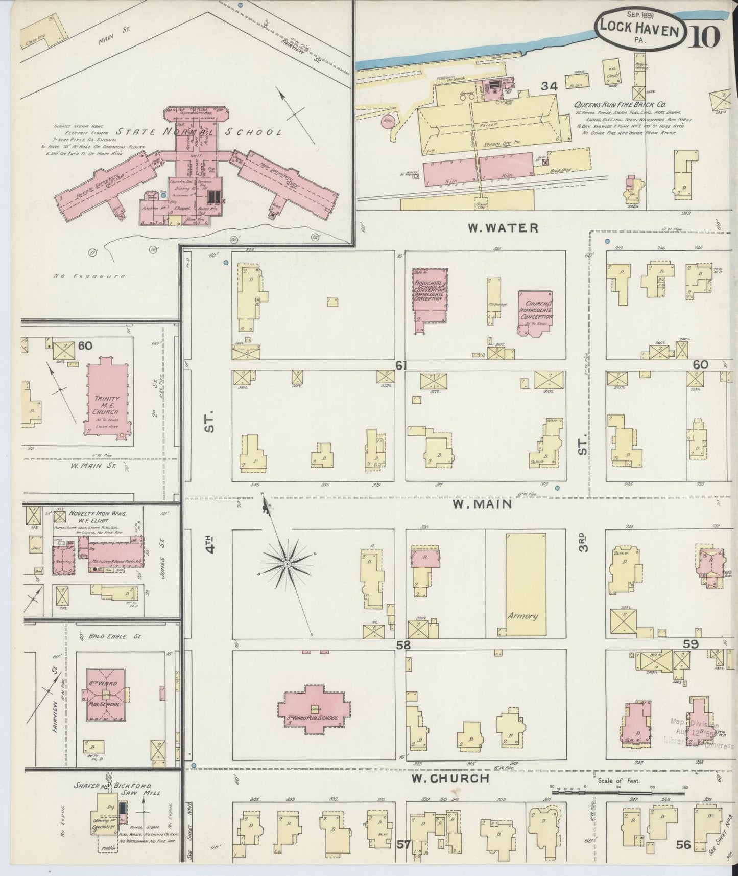 Sanborn Fire Insurance Map from Lock Haven, Clinton County, Pennsylvania (1891), Sheet #0010 - Complete Map Set gallery image, historic Sanborn map, vintage wall art, Pennsylvania Pennsylvania