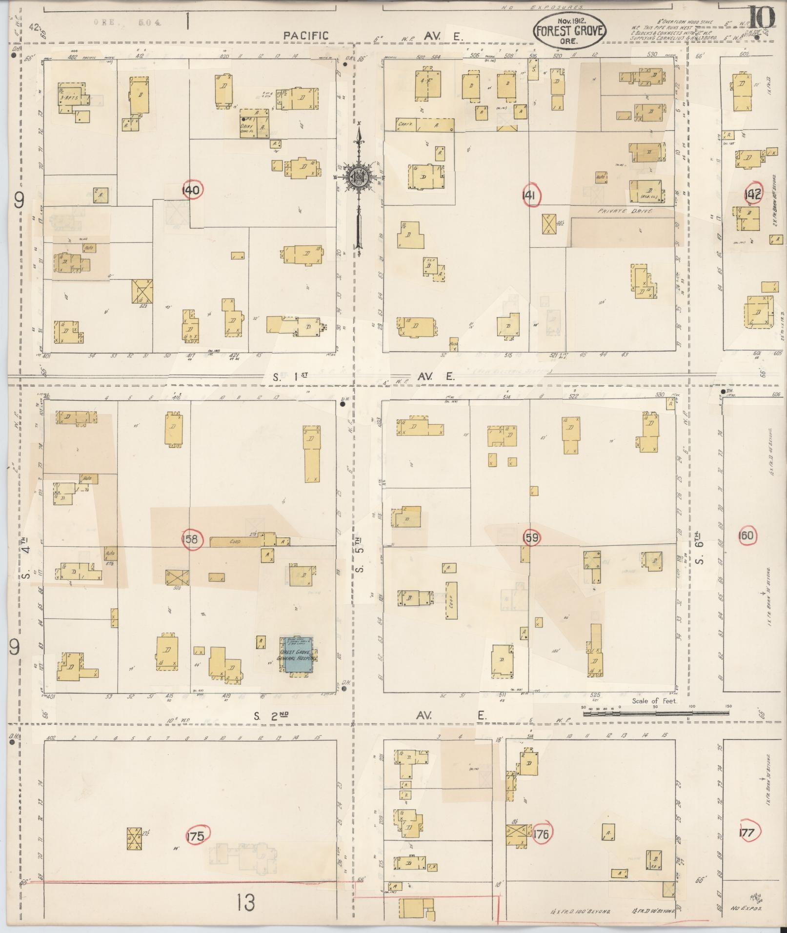 Sanborn Fire Insurance Map from Forest Grove, Washington County, Oregon (1939), Sheet #0010 - Complete Map Set gallery image, historic Sanborn map, vintage wall art, Oregon Oregon