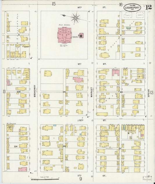 Sanborn Fire Insurance Map from Logansport, Cass County, Indiana (1898), Sheet #0012 - Historic Sanborn Fire Insurance Map Print, vintage old map wall art, antique decor, genealogy gift, Indiana Indiana map