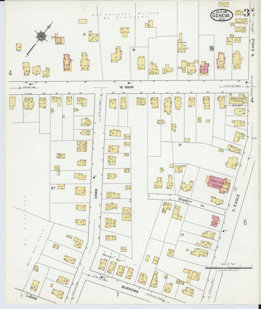Sanborn Fire Insurance Map from Geneva, Ashtabula County, Ohio (1919), Sheet #0003 - Historic Sanborn Fire Insurance Map Print, vintage old map wall art, antique decor, genealogy gift, Ohio Ohio map