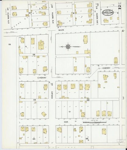 Sanborn Fire Insurance Map from O'Fallon, Saint Clair County, Illinois (1921), Sheet #0002 - Complete Map Set gallery image, historic Sanborn map, vintage wall art, Illinois Illinois