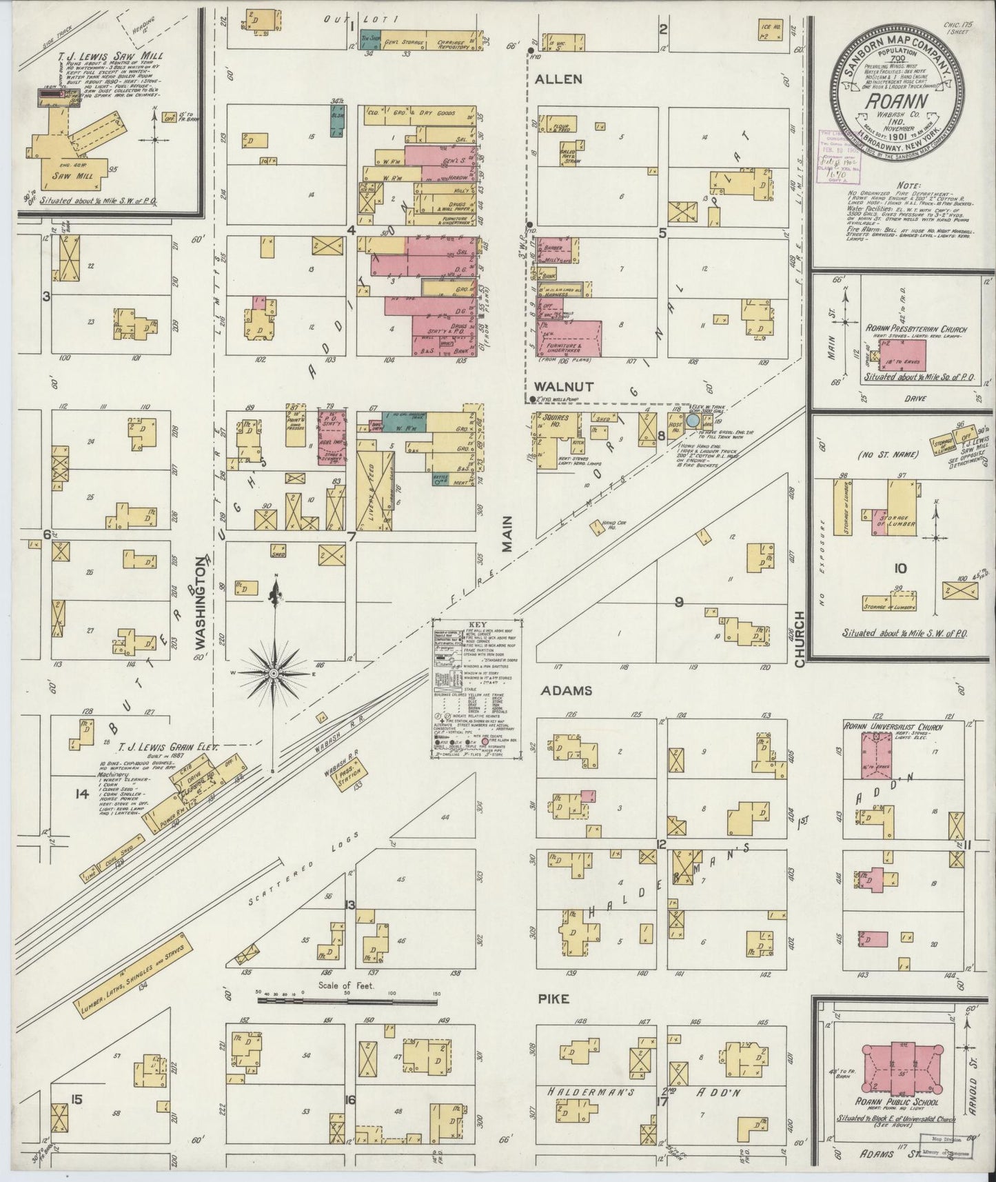 Sanborn Fire Insurance Map from Roann, Wabash County, Indiana. (1901) – Historic Sanborn Fire Insurance Map Print