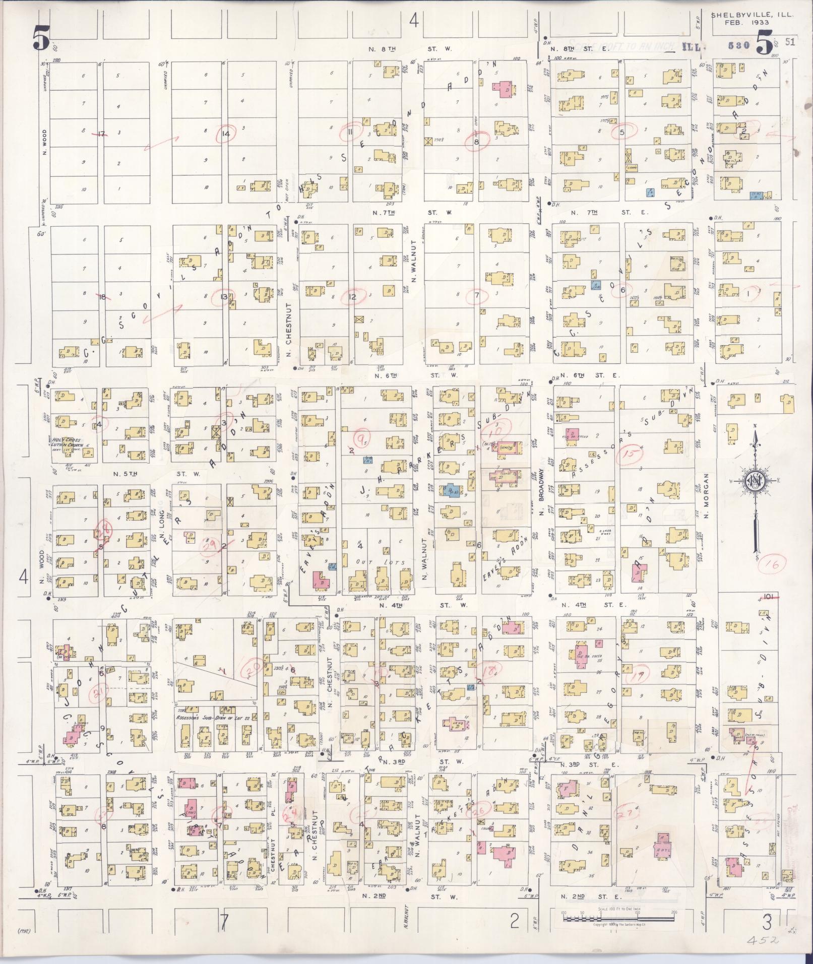 Sanborn Fire Insurance Map from Shelbyville, Shelby County, Illinois (1941), Sheet #0005 - Complete Map Set gallery image, historic Sanborn map, vintage wall art, Illinois Illinois